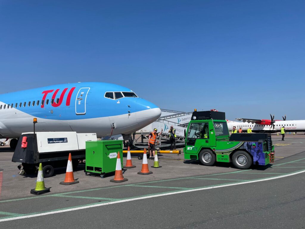 ULEMCo hydrogen-powered aircraft tow tug at airport operations