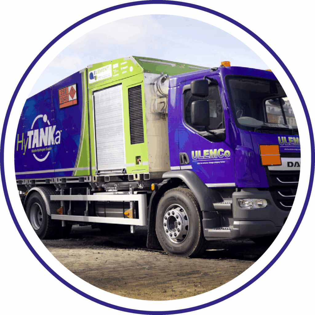ULEMCo HyTANKa mobile hydrogen refuelling vehicle on construction site